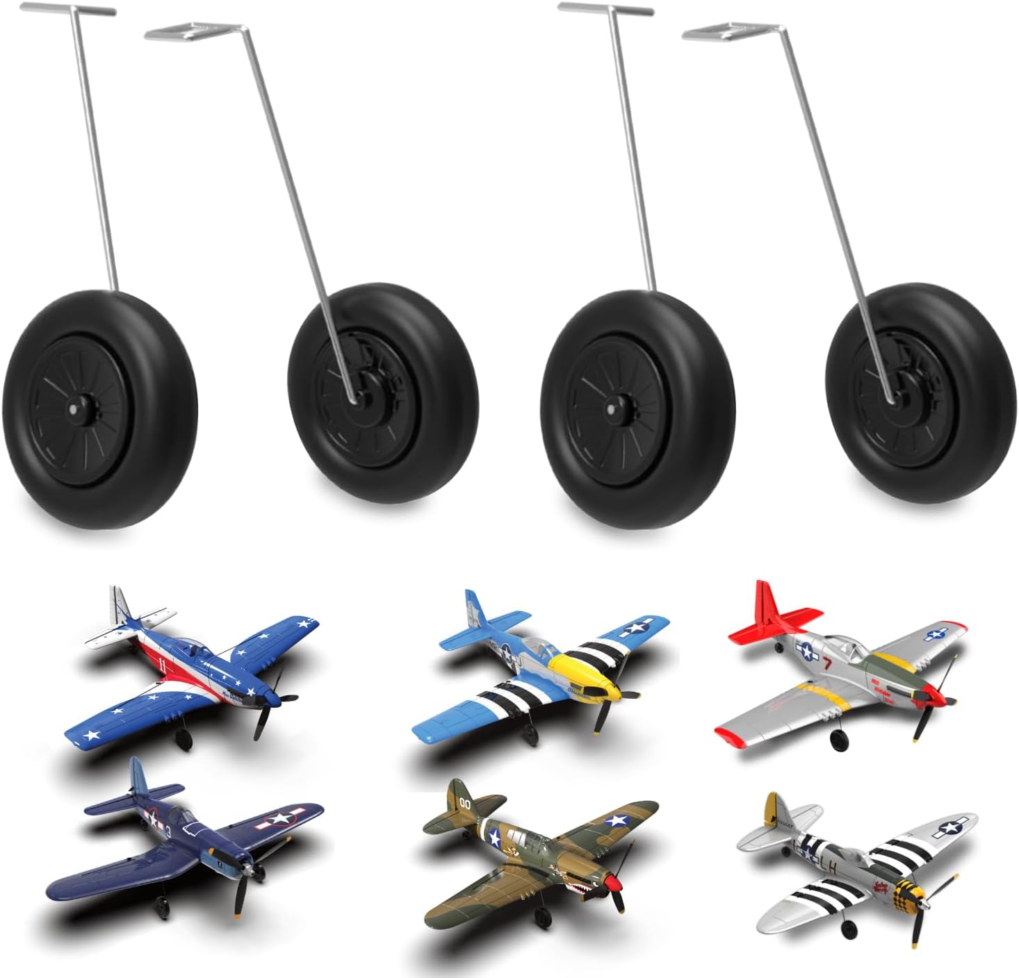 Leambe replacement front landing gear sets for BF109 761-11, P-40 761-13, Spitfire 761-12 and P-51 RC planes